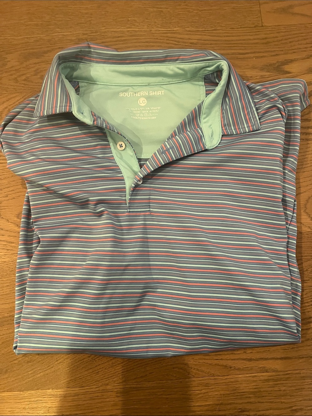 The Southern Shirt Company Striped Polo in Light Blue, Pink, Mint